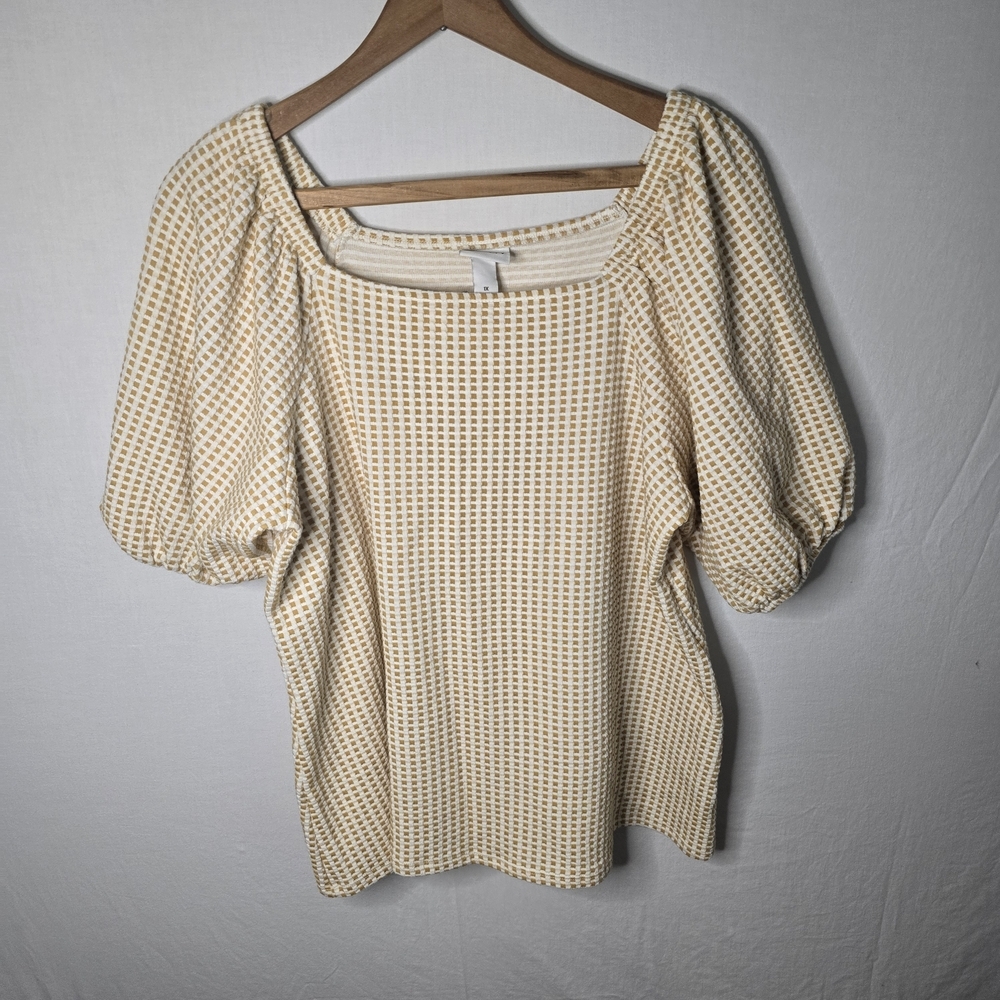 Ava & Viv Women’s Plus Size 1X Puff Sleeve Blouse | NWT Chic Casual Top